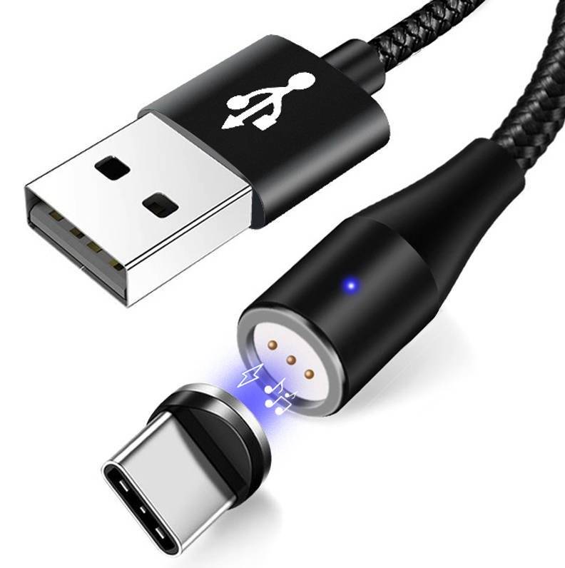 AM60, 2M USB C Magnetisch Kabel, Nylon Handy Ladekabel QC 3.0 5A