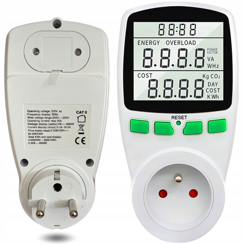 230V VA-079-EU, Medidor de consumo de energía con enchufe, Vatímetro,  sensor de consumo de corriente